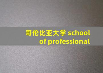 哥伦比亚大学 school of professional